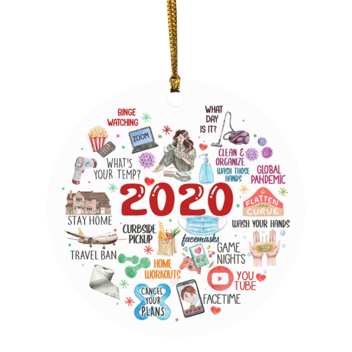 20TR. 2020 events 2020 Pandemic Quarantine Ornament, White, Circle Ornament 20TR. 2020 events 2020 Pandemic Quarantine Ornament, White, Circle Ornament