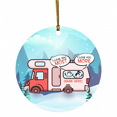 7KT. Camping I Love You More Most_Customized, White, Circle Ornament