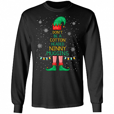 Elf Buddy Don't Be A Cotton Headed Ninny Mugging Funny Christmas Christmas Ugly Christmas Sweater Long Sleeve, Black, Long Sleeve