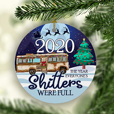 Alternative view of 2020 The Year Everyone's Shitters Were Full Circle Christmas Ornament Keepsake - Funny 2020 Christmas Ornament