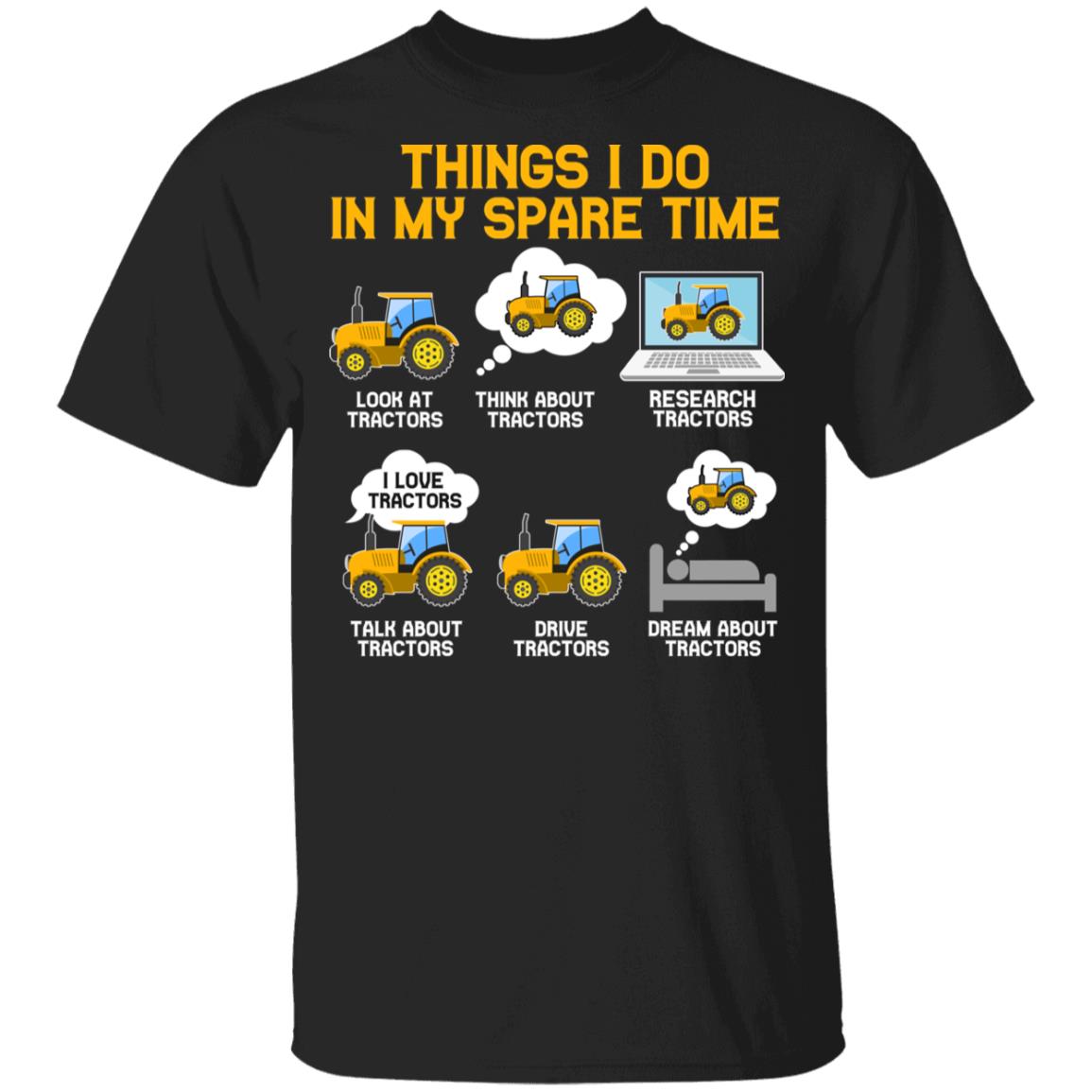 Things I Do In My Spare Time Tractor Farmer Youth T-Shirt - Funny Tractor Driver Youth Tee Shirt, Black, Youth T-Shirt