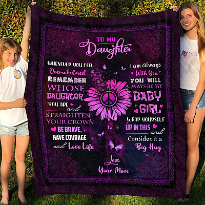 Alternative view of To My Daughter Whenever You Feel Overwhelmed Whose Daughter You Are Peace Love Fleece Blanket - Sherpa Blanket