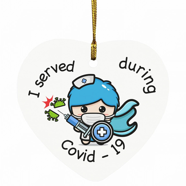 3MH. I Served_boy, White, Heart Ornament