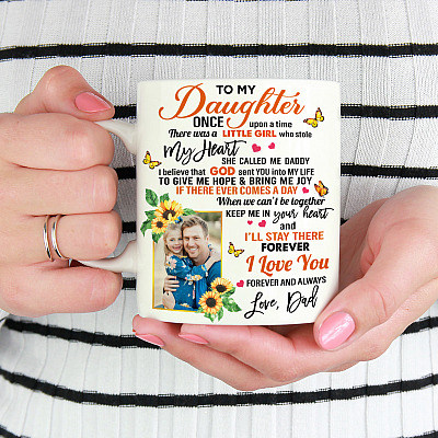 Alternative view of Personalized Photo Dad To Daughter Once Upon A Time There Was A Little Girl Who Stole My Heart Ceramic Coffee Mug