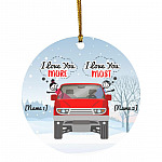 Personalized I Love You More I Love, White, Circle Ornament