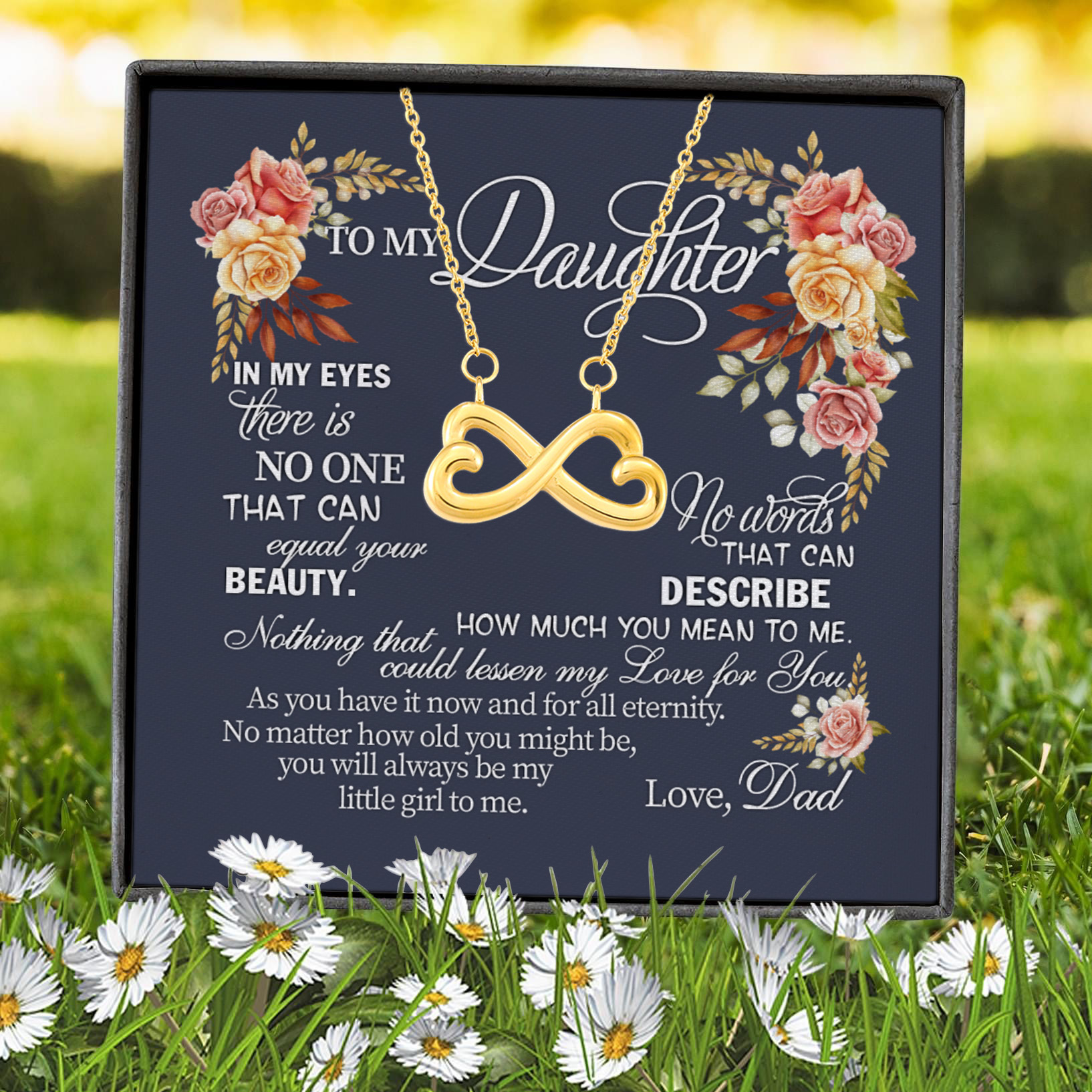 8vt. dad to my daughter in my eyes infinity heart necklace (gold) 7
