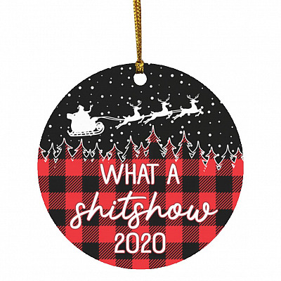 What A Shitshow 2020 Christmas, White, Circle Ornament
