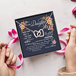 8VT. Mom To My Daughter In My Eyes Interlocking Hearts Necklace 5