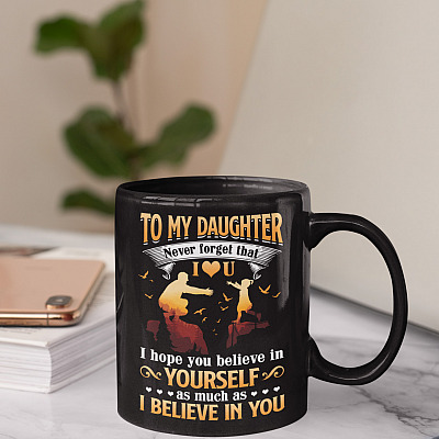 Alternative view of To My Daughter Never Forget That I Love You Ceramic Coffee Mug - Beer Stein - Water Bottle - Color Changing Mug