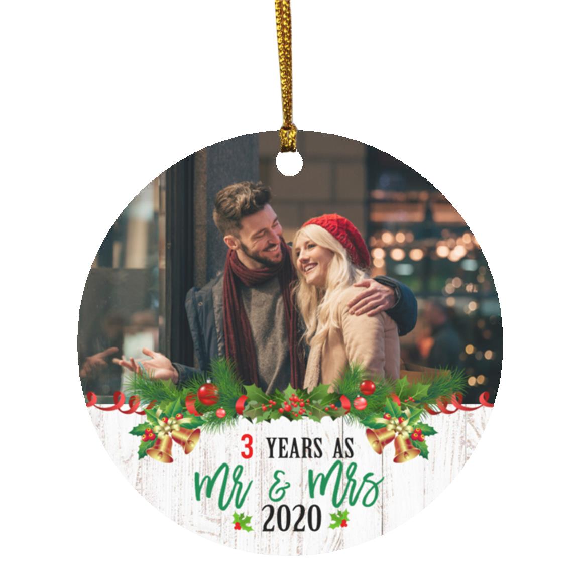 Personalized Photo Years As Mr & Mrs, White, Circle Ornament Personalized Photo Years As Mr & Mrs, White, Circle Ornament