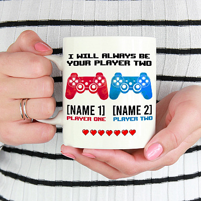 Alternative view of Personalized I Will Always Be Your Player Two Ceramic Coffee Mug - Beer Stein -Water Bottle - Personalized Gamer Mug