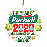 The Year Of Purhell Kills 99 Dreams And Hopes Quarantine Pandemic Flat Holiday Circle Ornament Keepsake, White, Circle Ornament