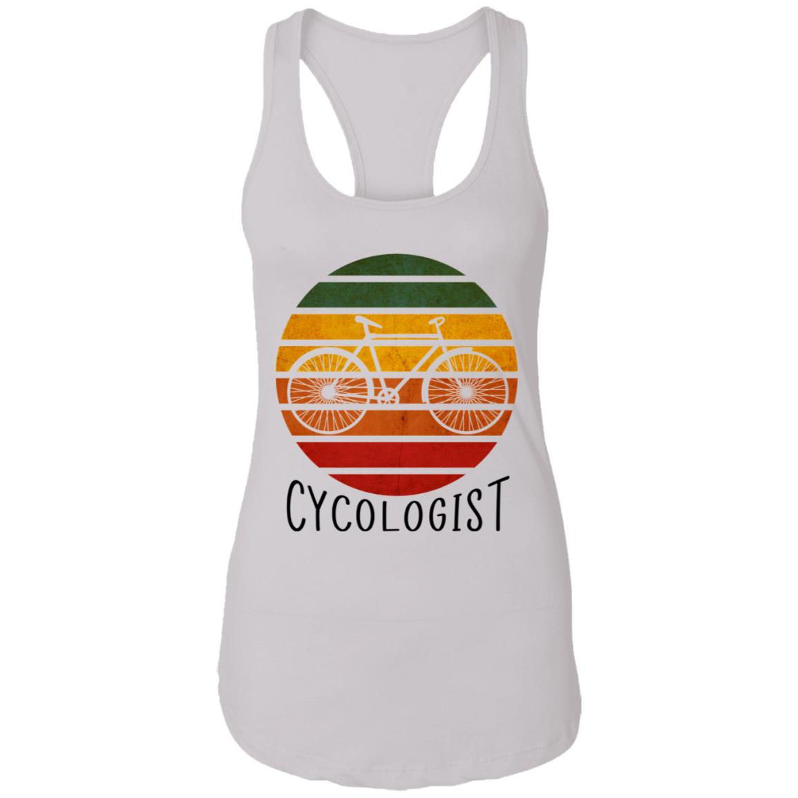 Cycologist Tank Top, White, Ladies Racerback Tank