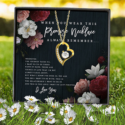 For Girlfriend When You Wear This Promise Necklace Always Remember Forever Love Heart Pendant Necklace