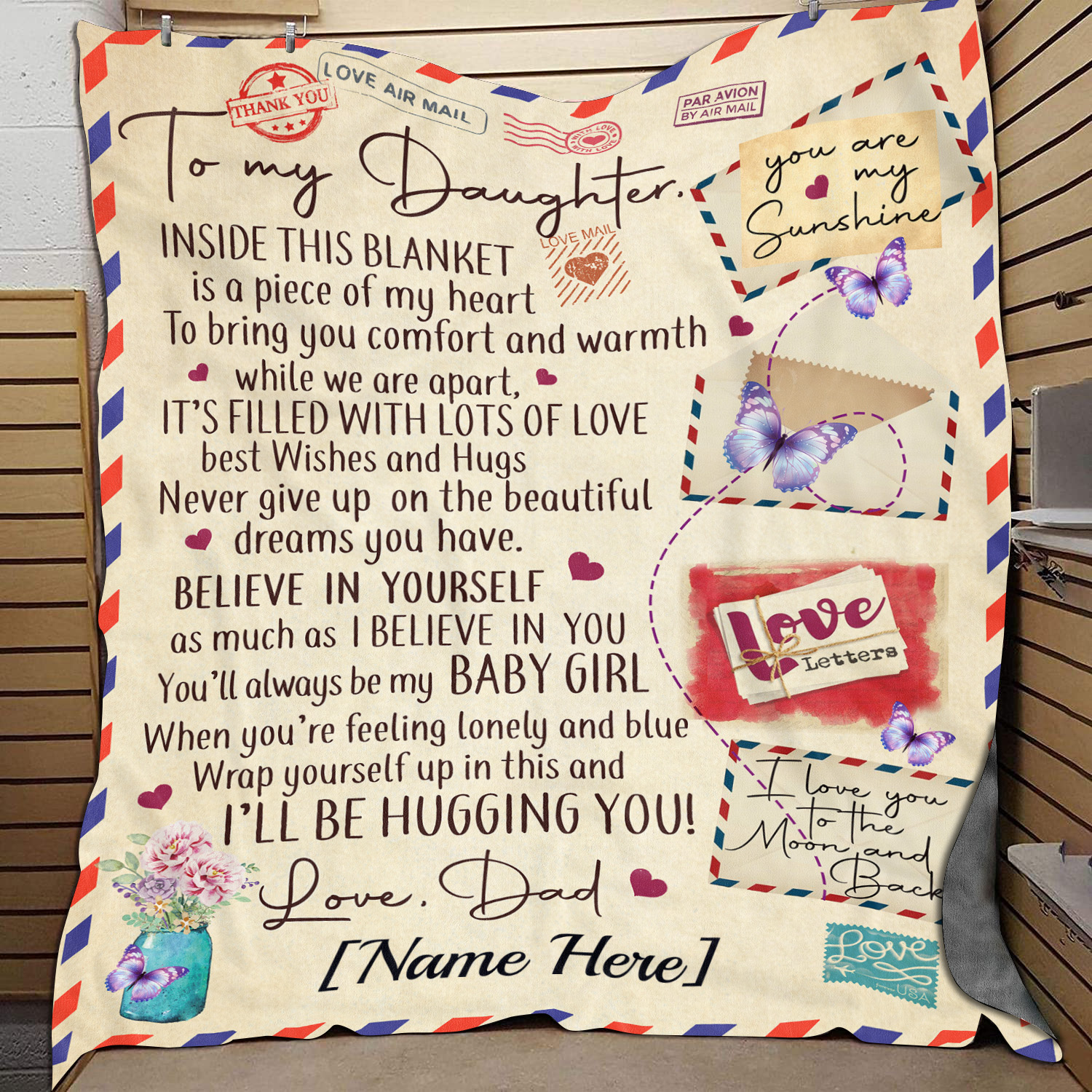 Personalized To My Daughter Inside This Blanket Is A Piece Of My Heart MK 1