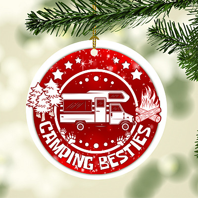 Alternative view of Camping Bestie Circle Christmas Ornament Keepsake - Camping Christmas Ornament