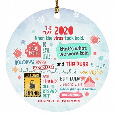 The Year 2020 Ornament, White, Circle Ornament