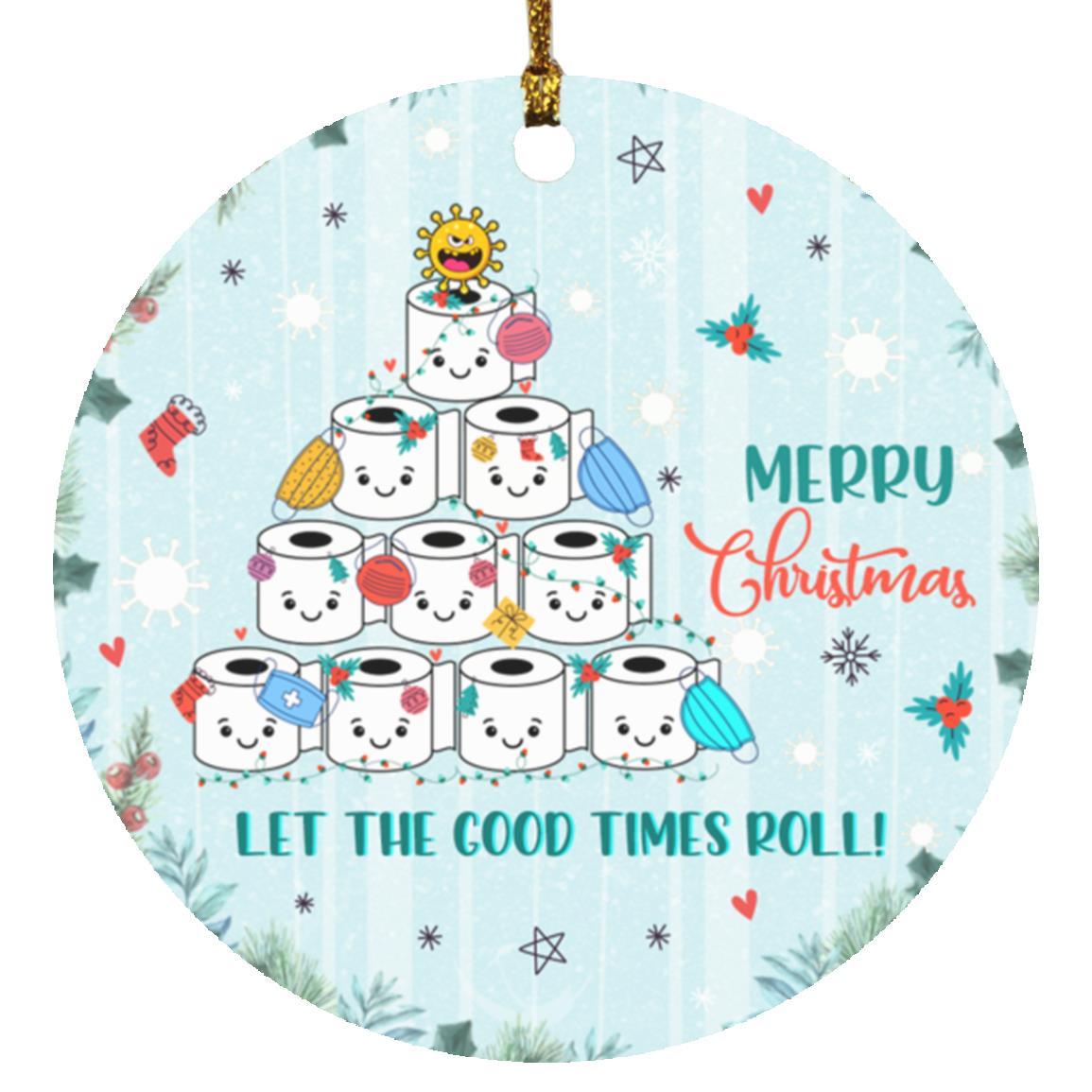Merry Christmas Ornament, White, Circle Ornament Merry Christmas Ornament, White, Circle Ornament