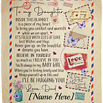 Personalized To My Daughter Inside, White, Cozy Plush Fleece Blanket - 50x60