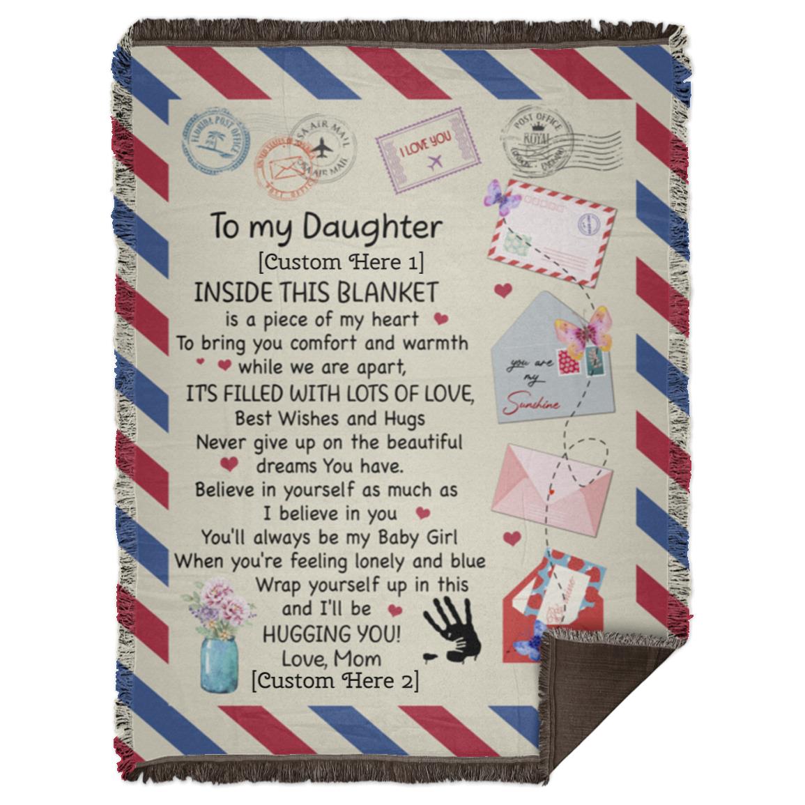 1VT. UU TIEN Mom To My Daughter Inside Blanket Personalized-customized Personalized Mom To My Daughter Blanket, White, Woven Blanket - 60x80 1VT. UU TIEN Mom To My Daughter Inside Blanket Personalized-customized Personalized Mom To My Daughter Blanket, White, Woven Blanket - 60x80