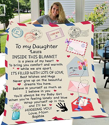 Alternative view of Personalized Mom To My Daughter Inside This Blanket Is A Piece Of My Heart Fleece Blanket - Premium Sherpa Blanket