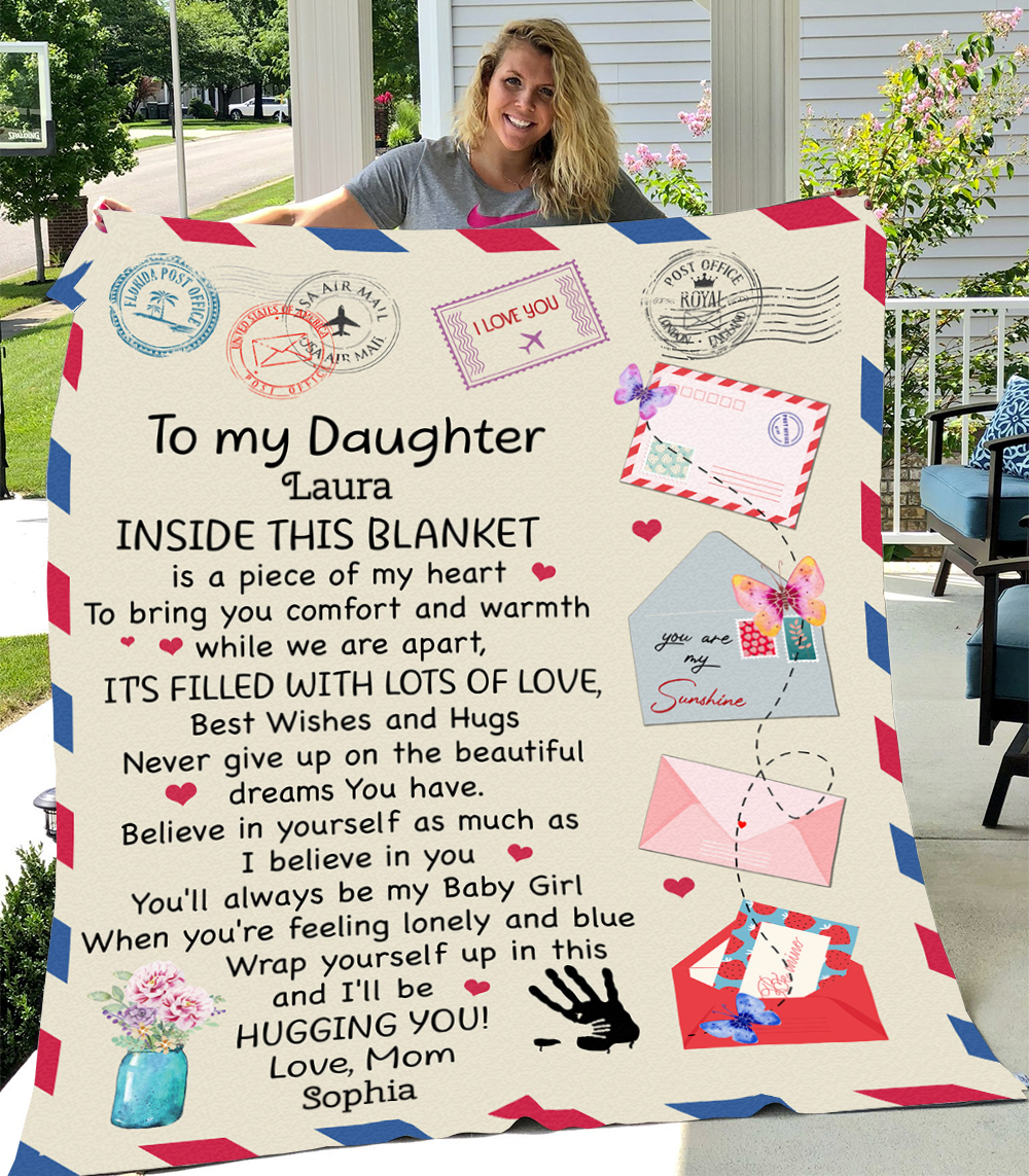 1VT. UU TIEN Dad To My Daughter Inside Blanket Personalized-Cherry Swash-#000000