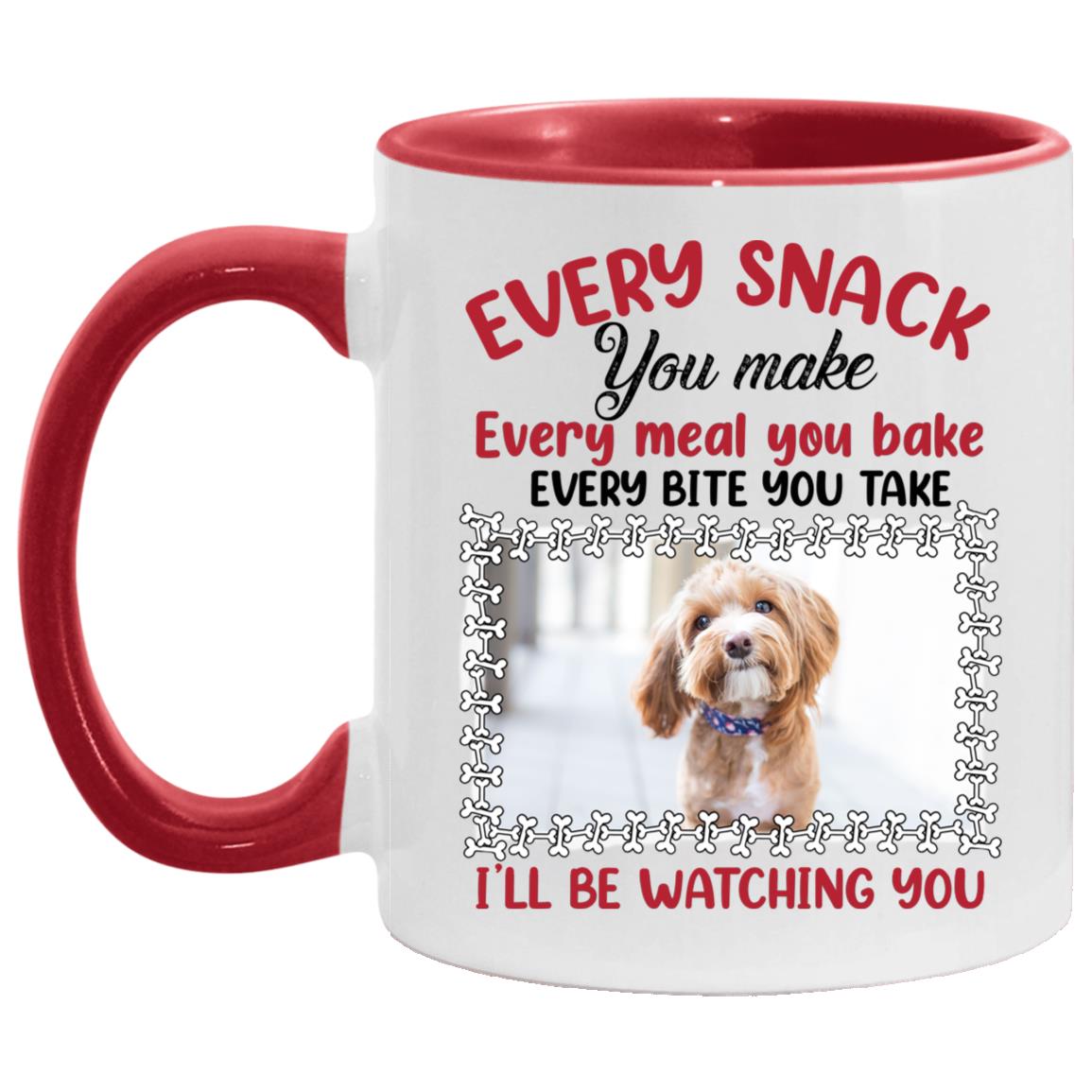 Personalized Photo Dog Every Snack, White/Red, 11 oz. Accent Mug Personalized Photo Dog Every Snack, White/Red, 11 oz. Accent Mug