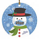 Ma-sk Snowman 2020 Christmas, White, Circle Ornament Ma-sk Snowman 2020 Christmas, White, Circle Ornament