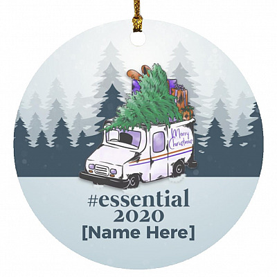 Personalized Essential Ornament, White, Circle Ornament