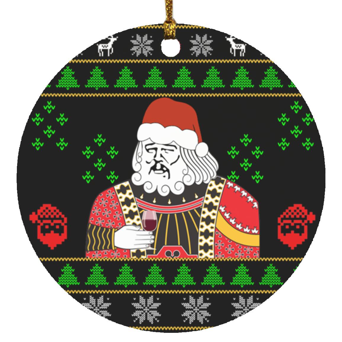 Santa Claus Leonardo Big Fat, White, Circle Ornament Santa Claus Leonardo Big Fat, White, Circle Ornament