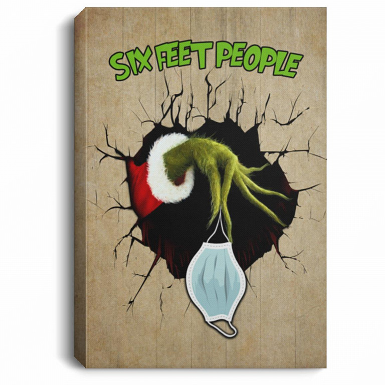 6 Feet People Quarantine Christmas, White, 0.75'' Framed Canvas