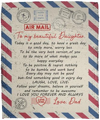 Letter From Dad Blanket, White, Cozy Plush Fleece Blanket - 50x60