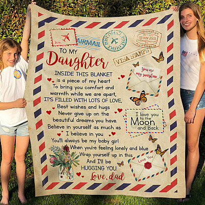 Alternative view of From Dad To My Daughter Inside This Blanket Letter Airmail Envelope Mail Fleece Blanket - Premium Sherpa Blanket