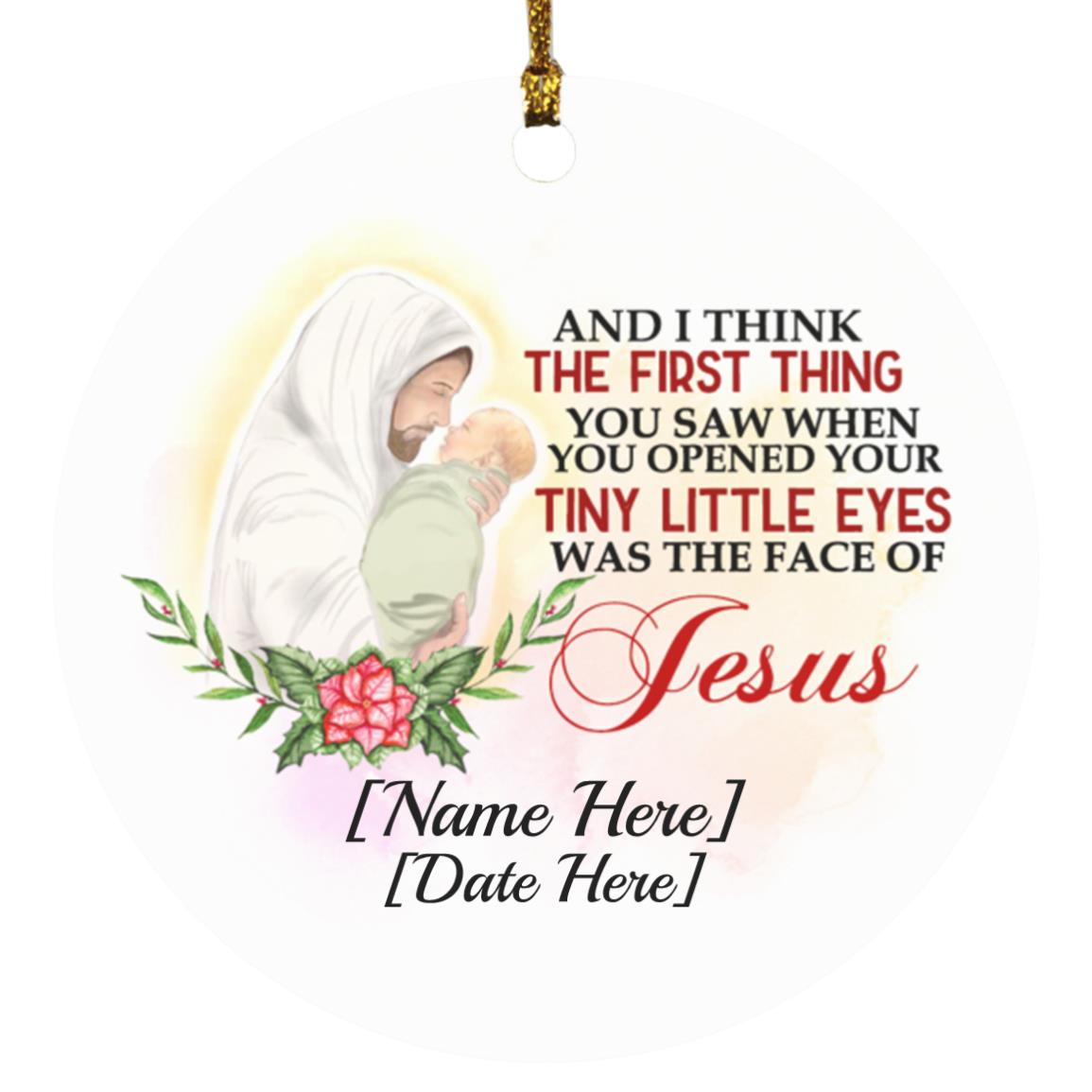 Personalized Jesus Holding Baby, White, Circle Ornament Personalized Jesus Holding Baby, White, Circle Ornament
