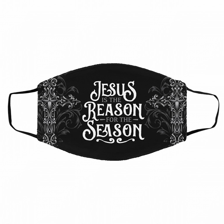 Jesus Is the Reason For The Season, White, Cloth Face Cover – Medium/Large