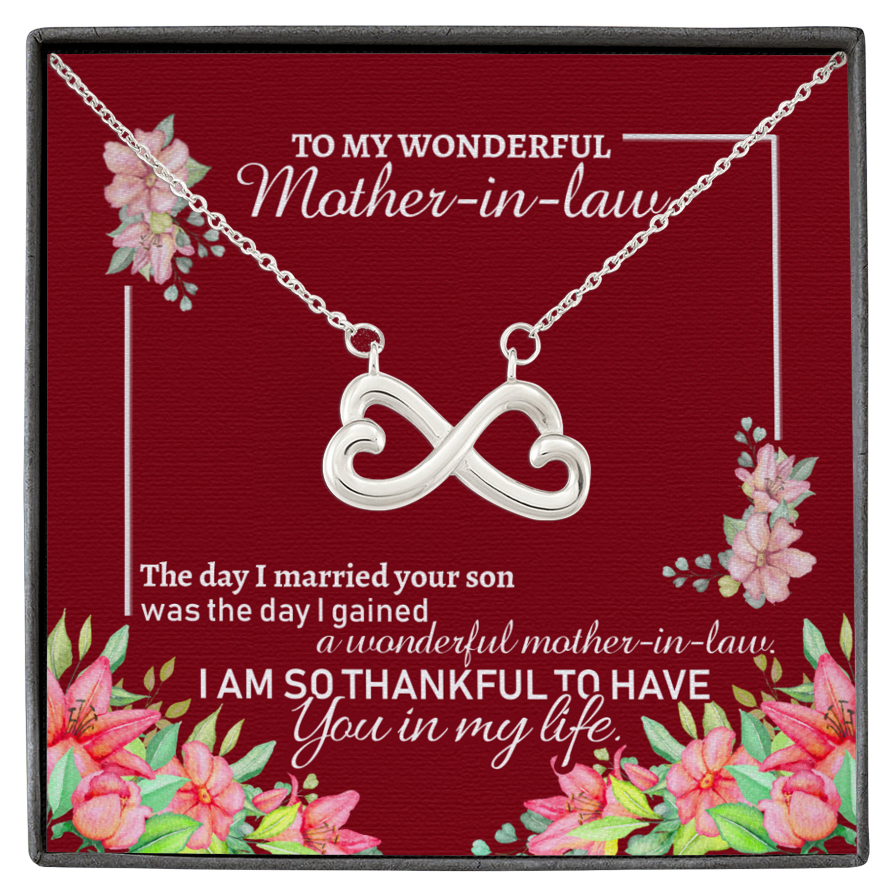 7 HG ưu tiên_ To My Wonderful Mother in law (5) Infinity Heart Necklace White (Silver)