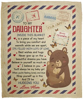 Bear Mom To My Daughter Inside, White, Cozy Plush Fleece Blanket - 50x60