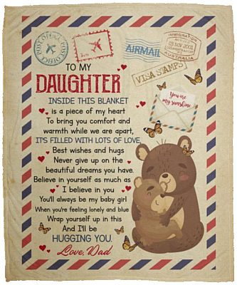 Bear Dad To My Daughter, White, Cozy Plush Fleece Blanket - 50x60