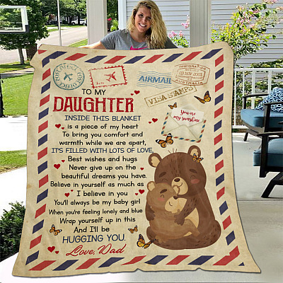 Alternative view of Bear Dad To My Daughter Inside This Blanket Is A Piece Of My Heart To Bring You Comfort And Warmth Fleece Blanket
