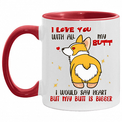 Corgi I Love You, White/Red, 11 oz. Accent Mug