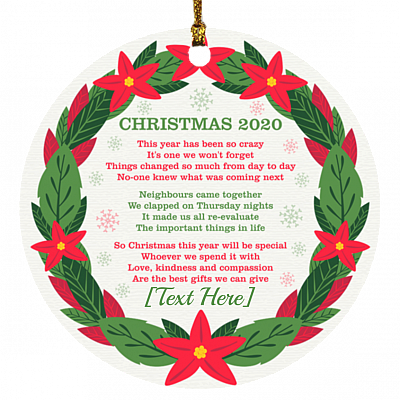 Personalized 2020 Quarantine Christmas Pandemic This Year Has Been So Crazy Decorative Holiday Circle Ornament, White, Circle Ornament