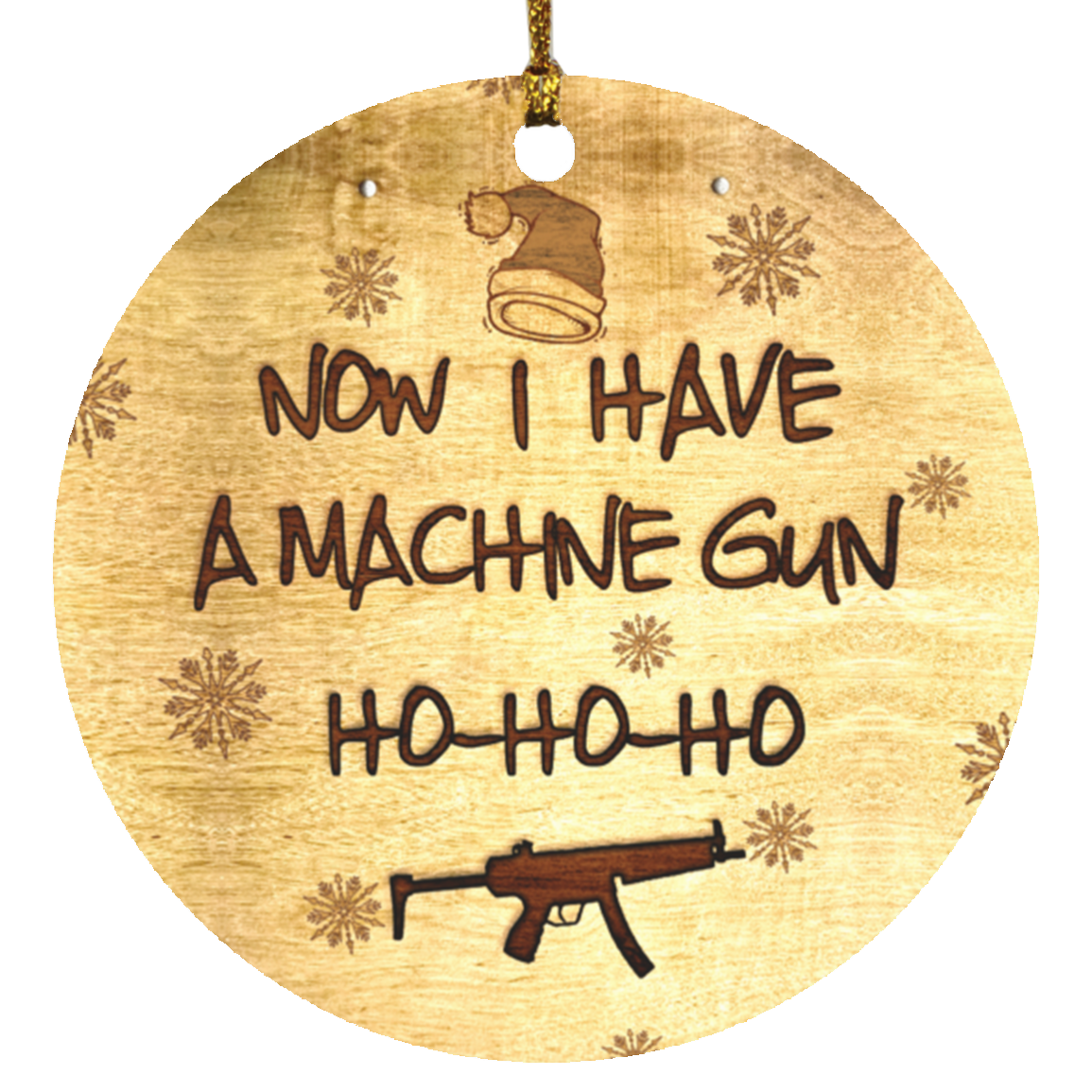 Mc-Clane Christmas Ornament - Now I Have A Machine Gun Ho Ho Ho Holiday Decoration Gift, White, Circle Ornament
