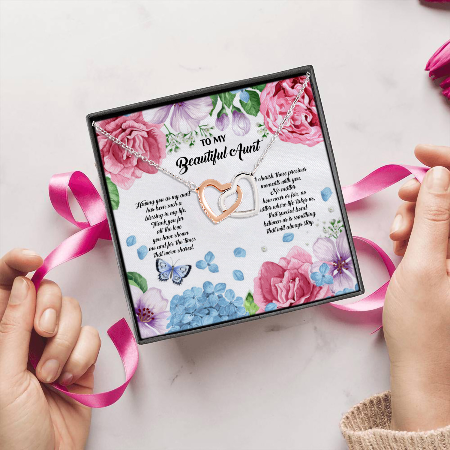 12Th. My Beautiful Aunt Interlocking Hearts Necklace 5