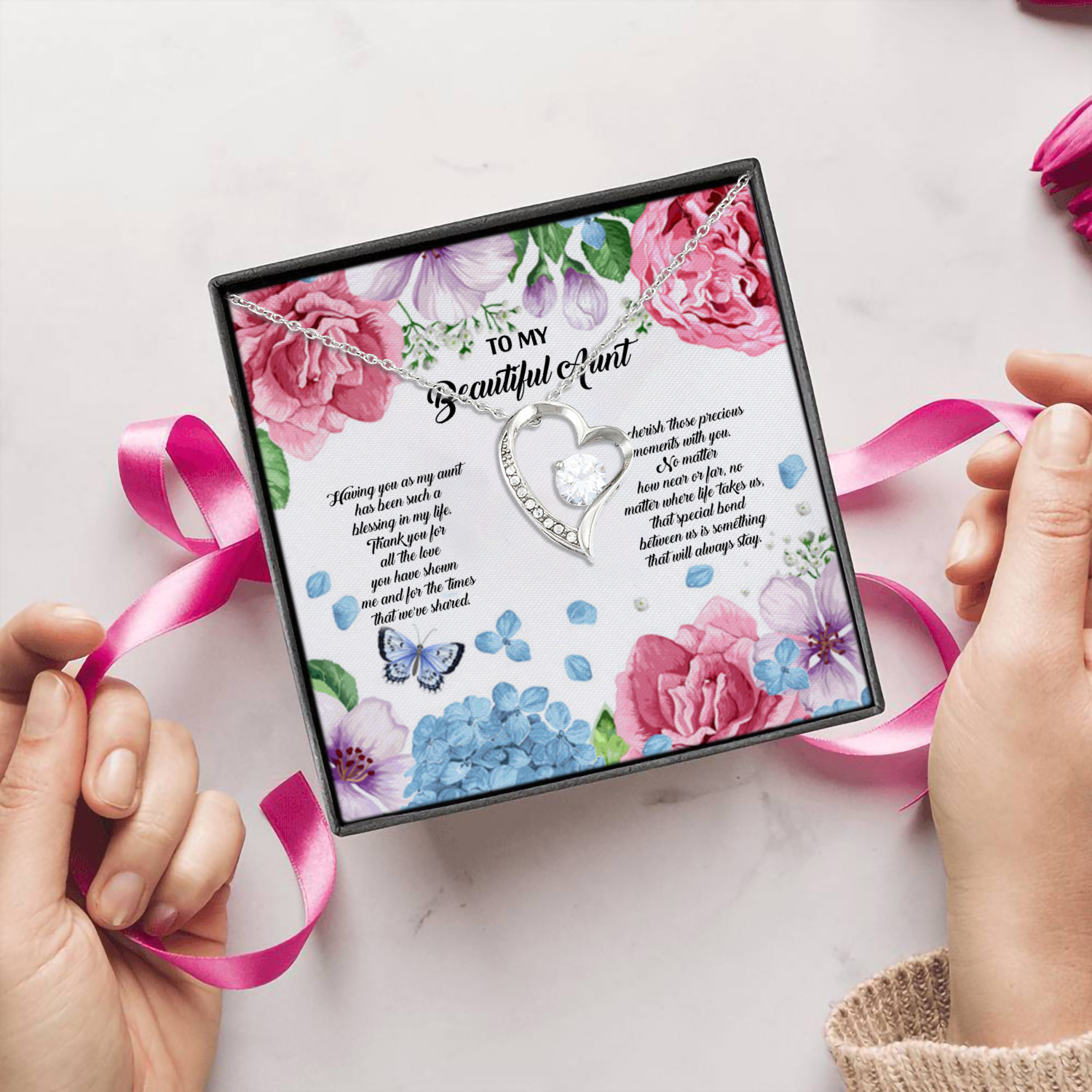 12Th. My Beautiful Aunt Forever Love Necklace (Silver) 5