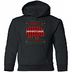 I Want A Hippopotamus For Christmas Ugly Youth Hoodie - Sweatshirt - Long Sleeve Shirt - Hippo Lover Ugly Sweatshirt, Black, Youth Hoodie