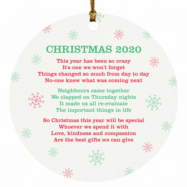2020 Quarantine Christmas, White, Circle Ornament