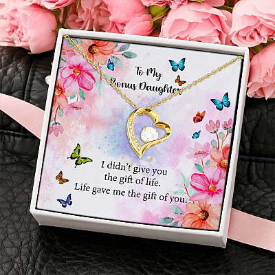 Alternative view of To My Bonus Daughter I Didn't Give You The Gift Of Life Life Gave Me The Gift Of You Forever Love Pendant Necklace