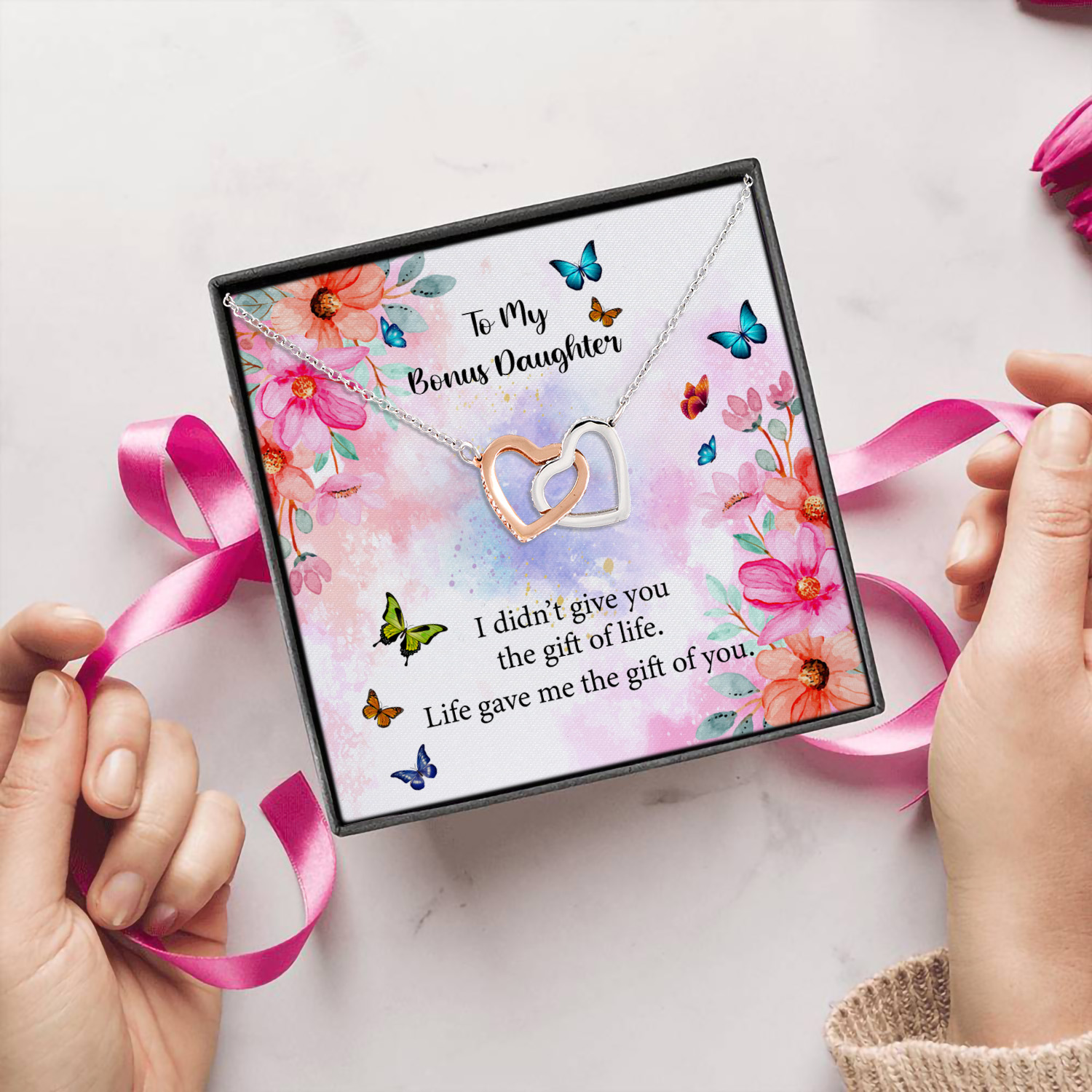 9Th. Bonus Daughter Interlocking Hearts Necklace 5