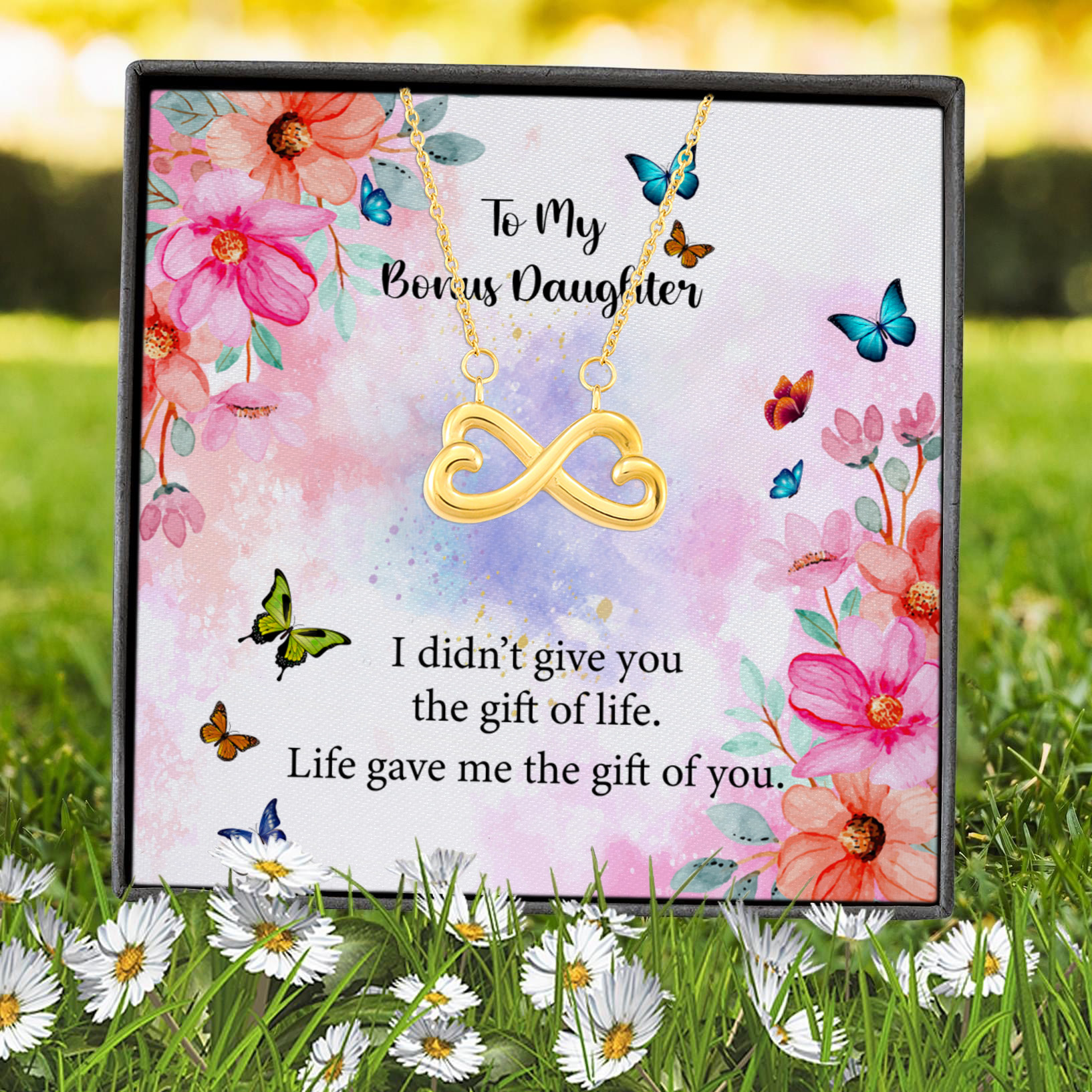 9Th. Bonus Daughter Infinity Heart Necklace (Gold) 7