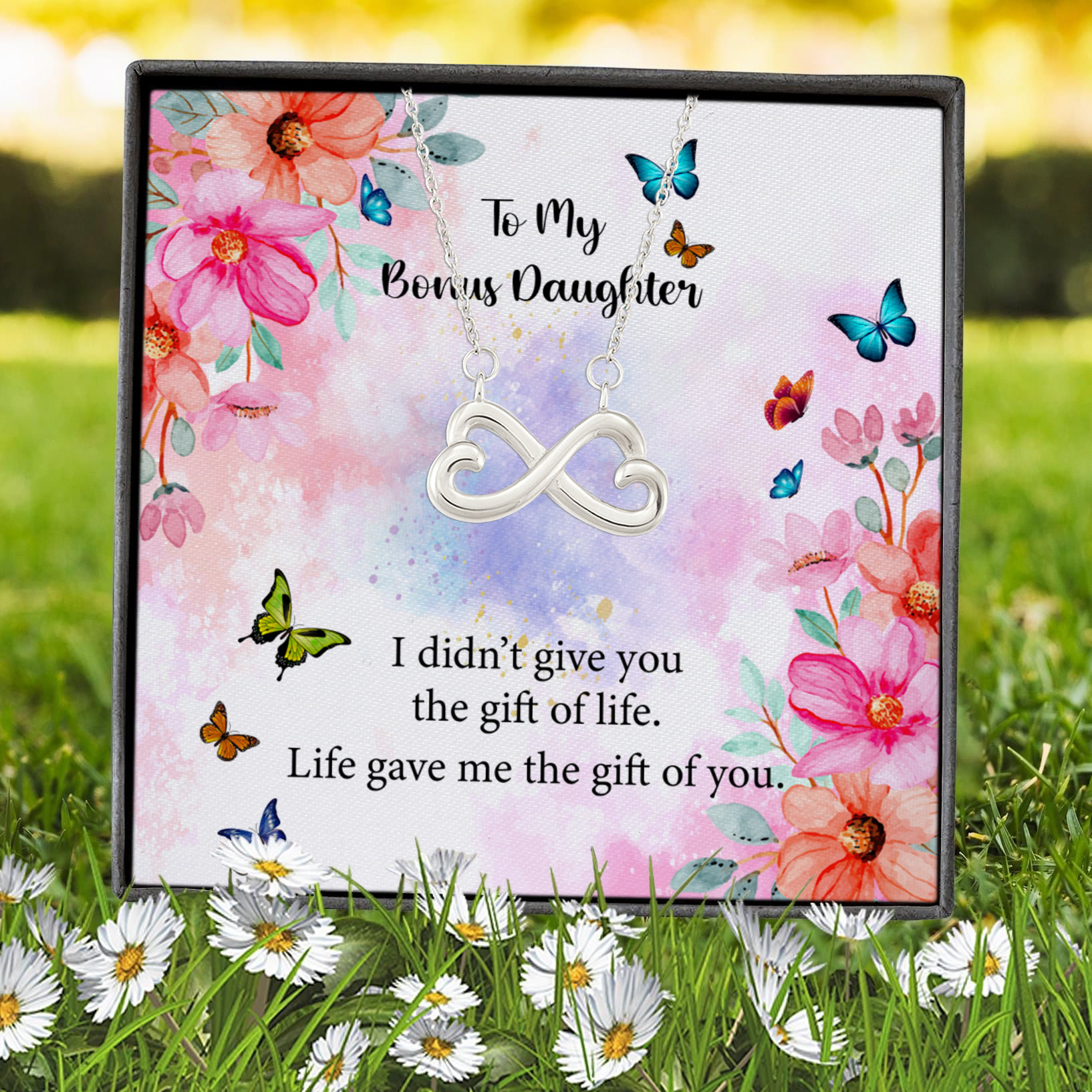 9Th. Bonus Daughter Infinity Heart Necklace (Silver) 7